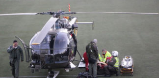 Mountain rescue mission with army helicopter