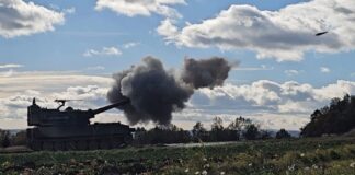 Artillery live firing in Allentsteig