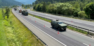 Army columns cross Austria