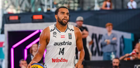 Heeressportler Korporal Nico Kaltenbrunner bei der 3x3-Basketball Europameisterschaft in Wien – ©GEPA pictures/Binder