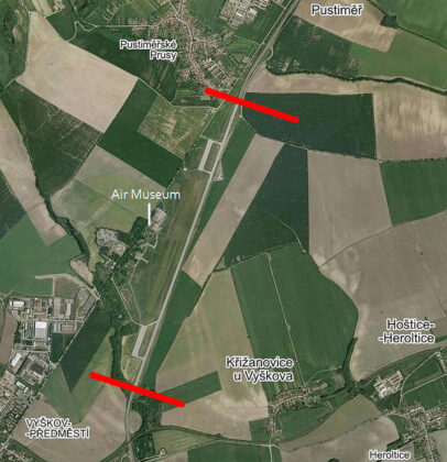 Karte mit Sicht auf Autobahnteilstück zwischen Vyškov und Prostéjov – ©ŘSD