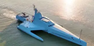 China zeigt neuen Tarnkappen-Triamaran „Orca“ Neues chinesisches USV „Orca” – ©CCTV
