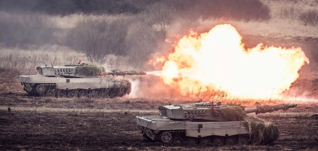 Leopard 2A4 des Österreichischen Bundesheeres im scharfen Schuss – ©Bundesheer/Trippolt