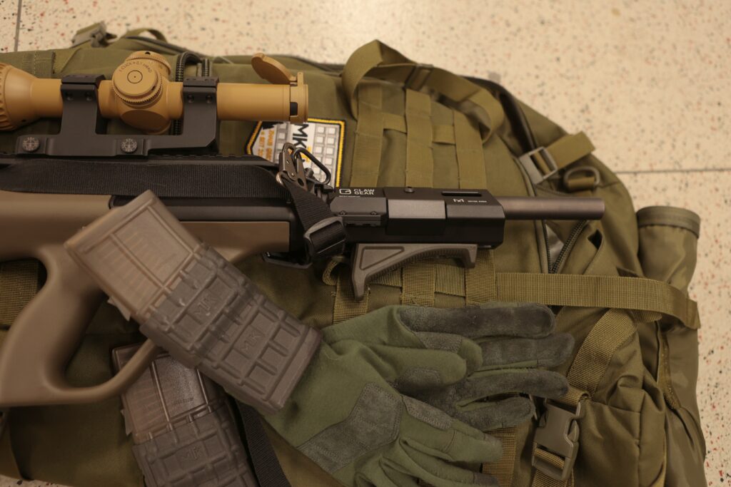 Our current test setup of the Steyr AUG. ©Militär Aktuell/Bendl