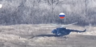 Drone attack on search and rescue helicopter Drohnenangriff auf russischen Hubschrauber – ©Archiv