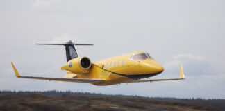 Sweden: First flight of the new Learjet 60 target aircraft ©FMV/Karl-Kristofer Sjöström.