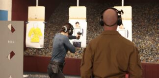 Kursbesuch: HESA Verteidigungsschießen Pistole Modul 4 Schießen in Seitwärtsbewegung in HESA-Modul 4. ©Militär Aktuell/Bendl