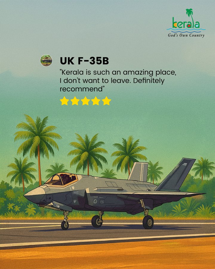Britische F-35B in Indien gestrandet – ©Kerala Tourism via X Britische F-35B in Indien gestrandet – ©Kerala Tourism via X
