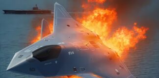 US-Rüstungslandschaft: Boeing F-47 zieht „Blutspur“ Boeing F-47 zieht „Blutspur” durch US-Rüstungslandschaft – ©NG mit KI bearbeitet