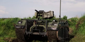 Milrem Robotics integrates grenade launchers into Themis robots Das unbemannte Bodenfahrzeug THeMIS -