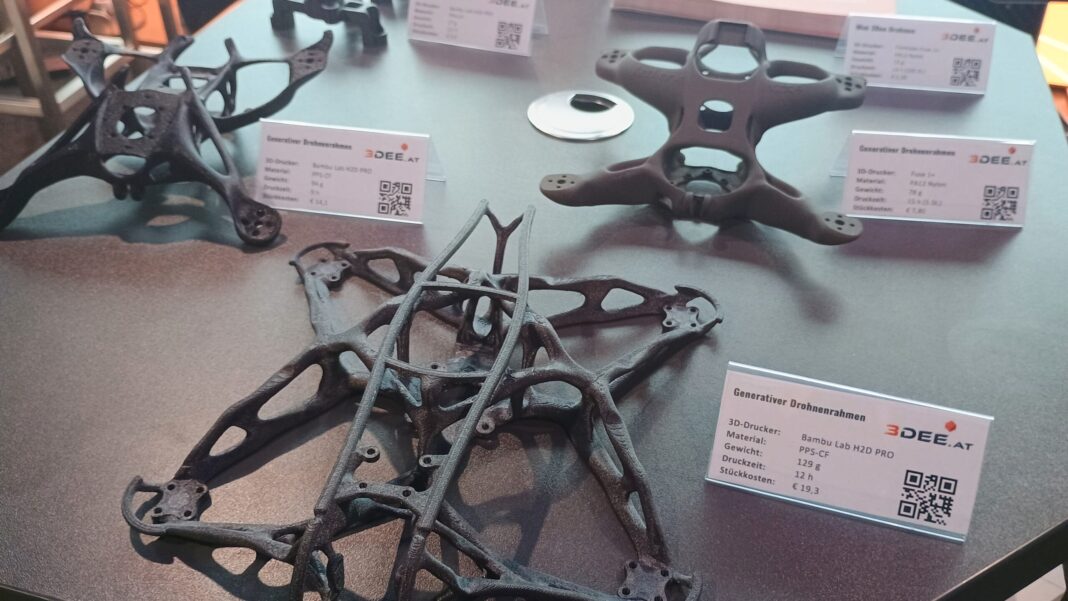 3D-gedruckte Drohnenrahmen von 3Dee aus Österreich. 