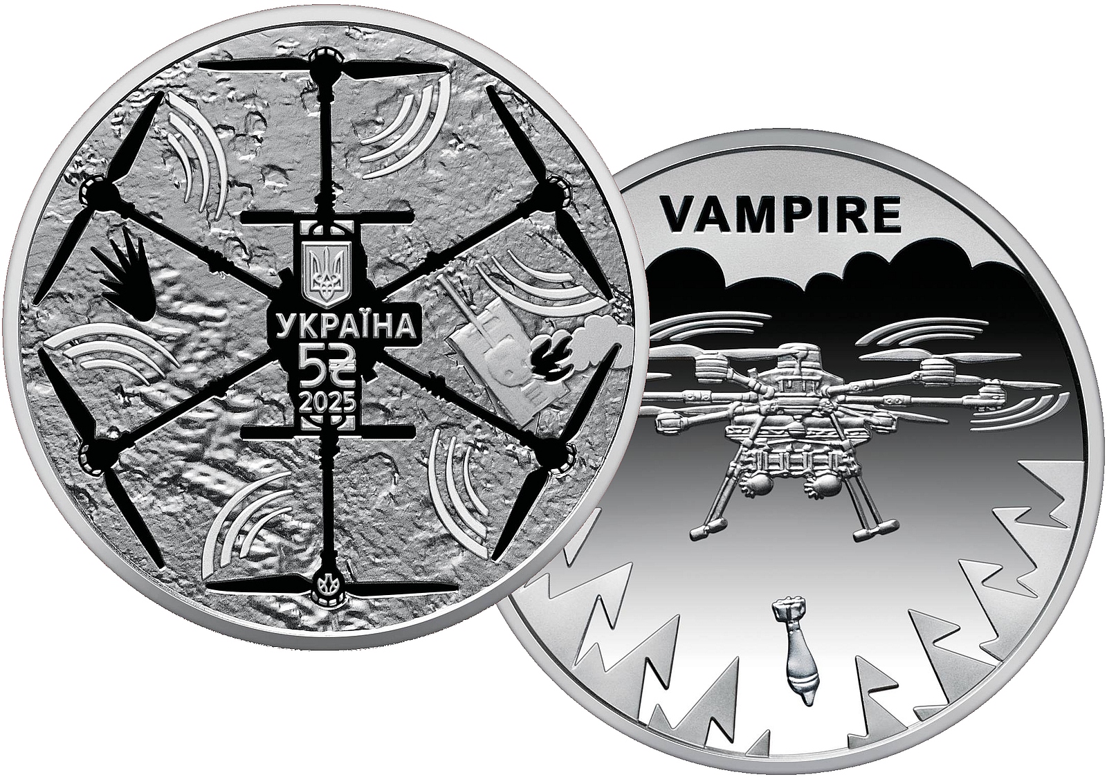 Drohnen-Silbermünde der ukrainischen Nationalbank – ©Ukrainische Nationalbank Drohnen-Silbermünde der ukrainischen Nationalbank – ©Ukrainische Nationalbank