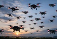 Sirbai presents new drone swarm technology Sirbai introduces new drone swarm technology - ©KI generated image