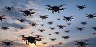 Sirbai presents new drone swarm technology Sirbai introduces new drone swarm technology - ©KI generated image