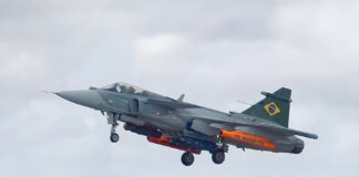 Brasilien testet Waffen von Elbit für den Saab Gripen E Brasilianischer Gripen E-Kampfjet – ©FAB
