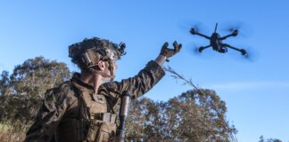 Soldier launches drone - ©Marine Corps Lance Corporal Victor Gurrola